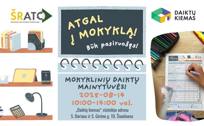 ŠRATC kviečia į „Daiktų kiemą“: pasiruošk mokyklai tvariai