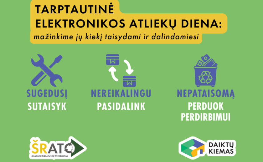 TARPTAUTINĖ ELEKTRONIKOS ATLIEKŲ DIENA: mažinkime jų kiekį taisydami ir dalindamiesi