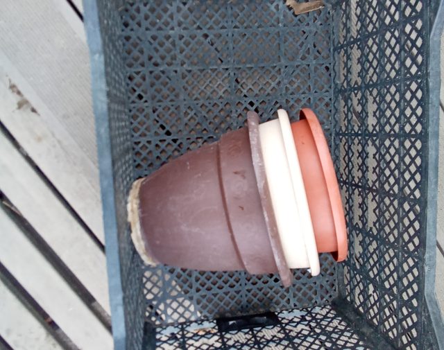 Plastikinė dėžė ir vazonai